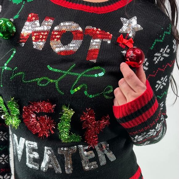 Style&Co "Not Another Ugly Sweater" Christmas Garland Sequin Sweater - Picture 2 of 10